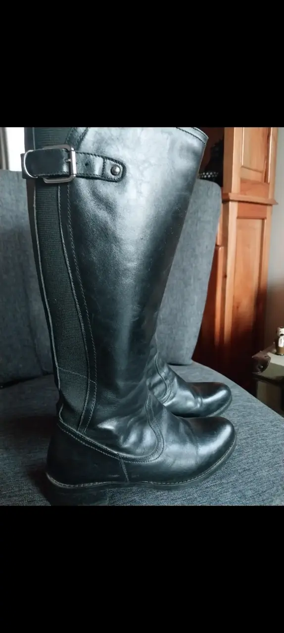 Botas de cuero negras para mujer - 3