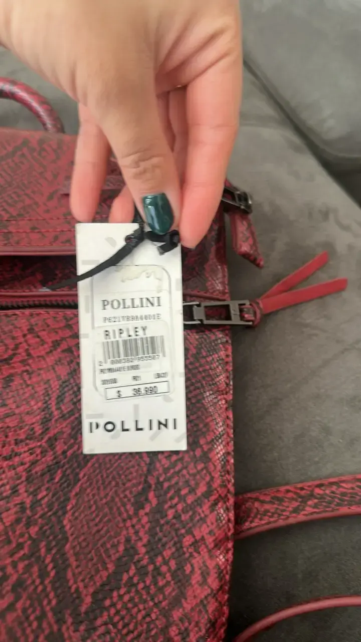 Mochila de cuero sintético roja con diseño de serpiente - 5