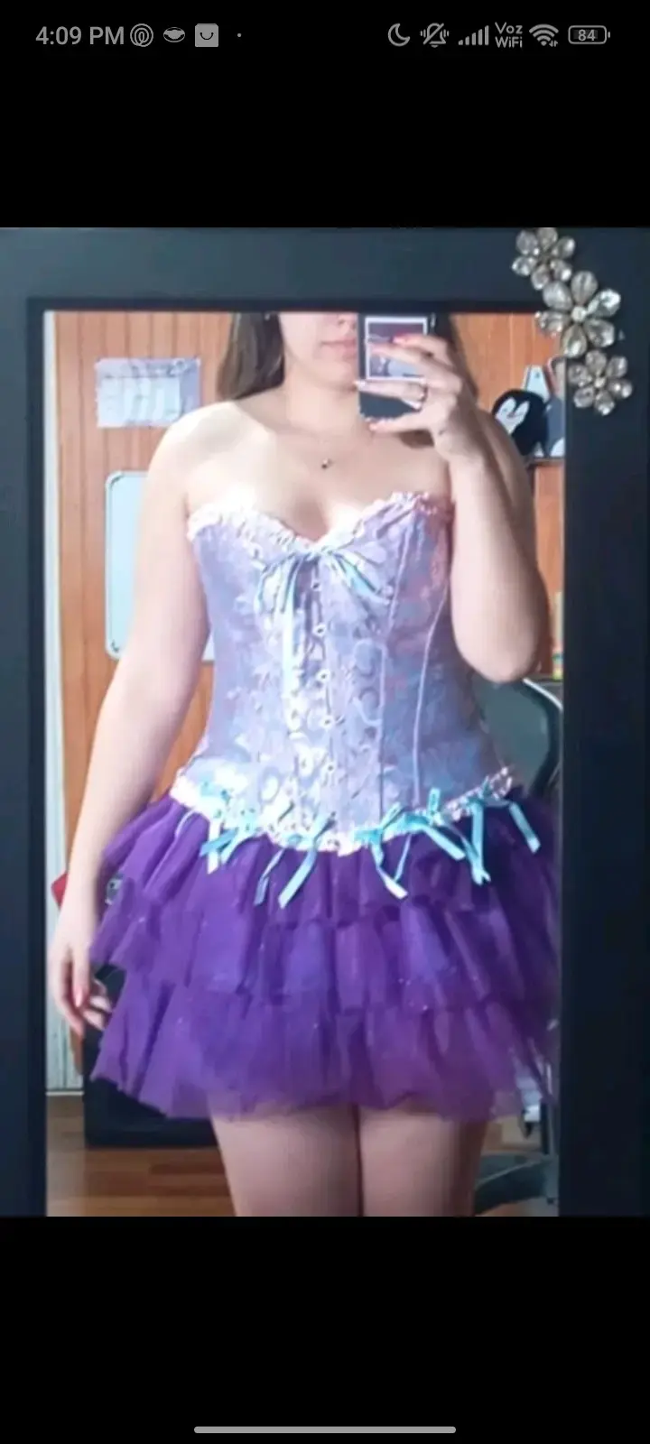 Corset morado con encaje y lazos - 2