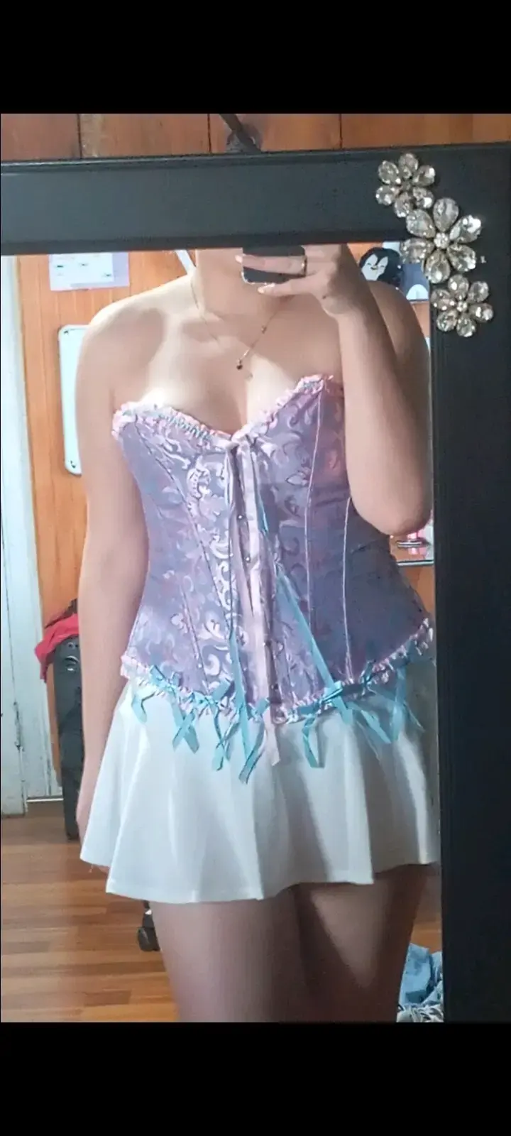 Corset morado con encaje y lazos - 3