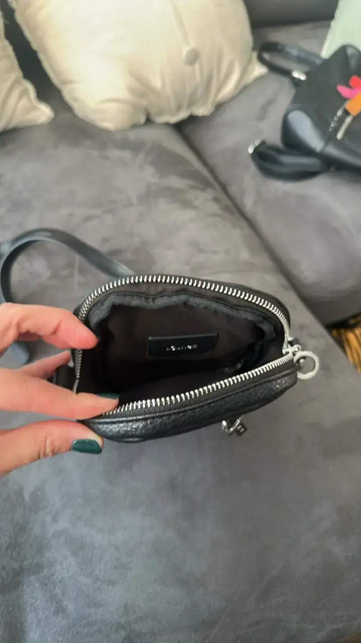 Bolso bandolera negro de cuero sintético - 2