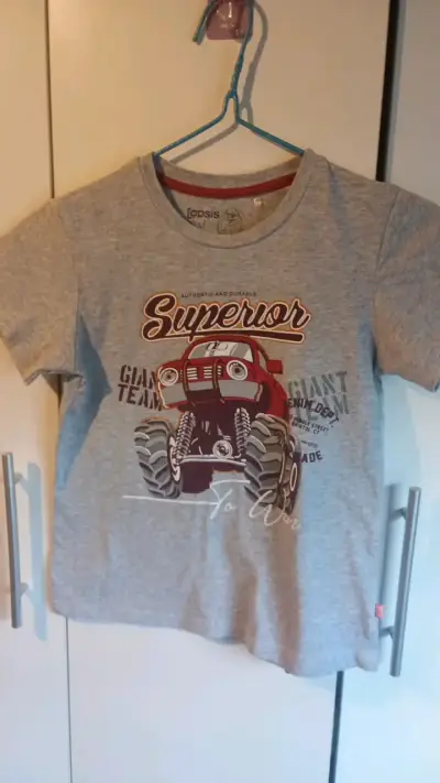 Polera gris para niño con diseño de camión - miniatura 1
