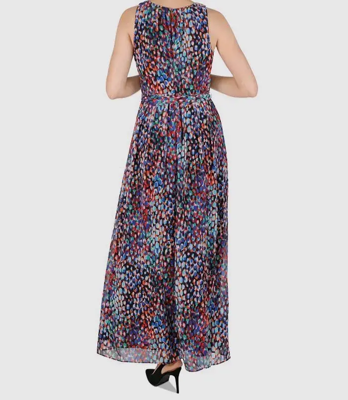Vestido largo estampado multicolor para mujer - 1