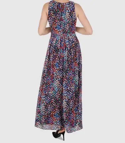 Vestido largo estampado multicolor para mujer - miniatura 1