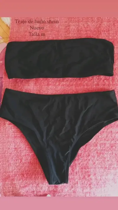 Bikini negro Shein nuevo talla M - miniatura 1