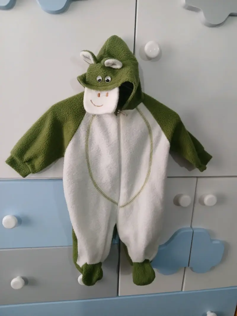 Enterito de bebé disfraz de dinosaurio verde