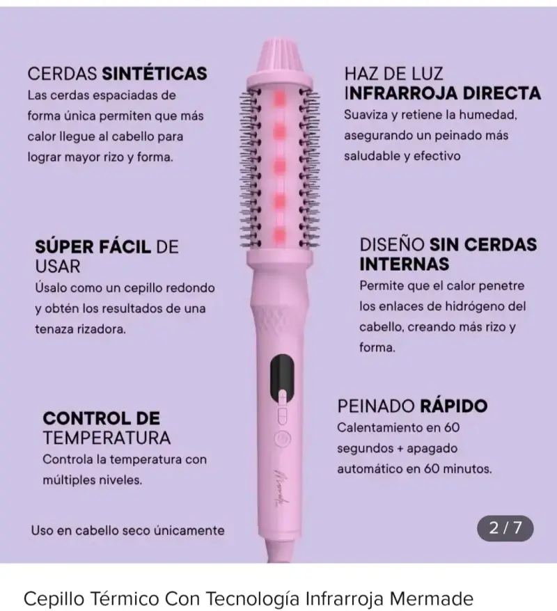 Cepillo térmico infrarrojo Mermade Hair rosa - 4