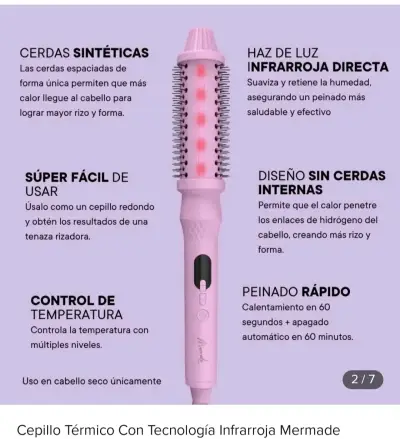 Cepillo térmico infrarrojo Mermade Hair rosa - miniatura 4