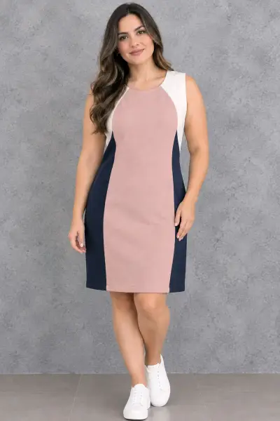 Vestido sin mangas tricolor elegante - miniatura 1