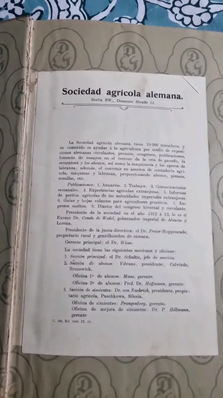 Libro antiguo 'Razas Alemanas de Animales' 1913 - 2