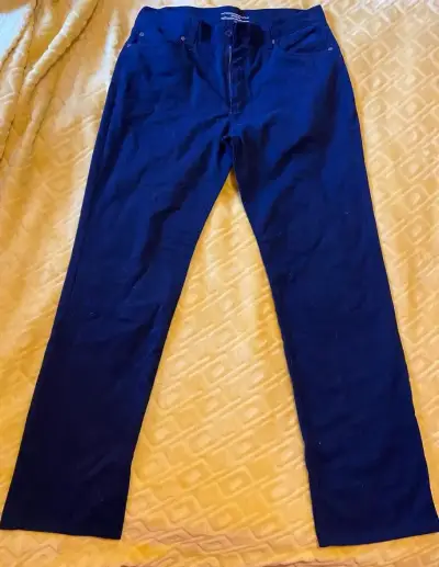 Pantalones de tela azul oscuro para hombre - miniatura 1
