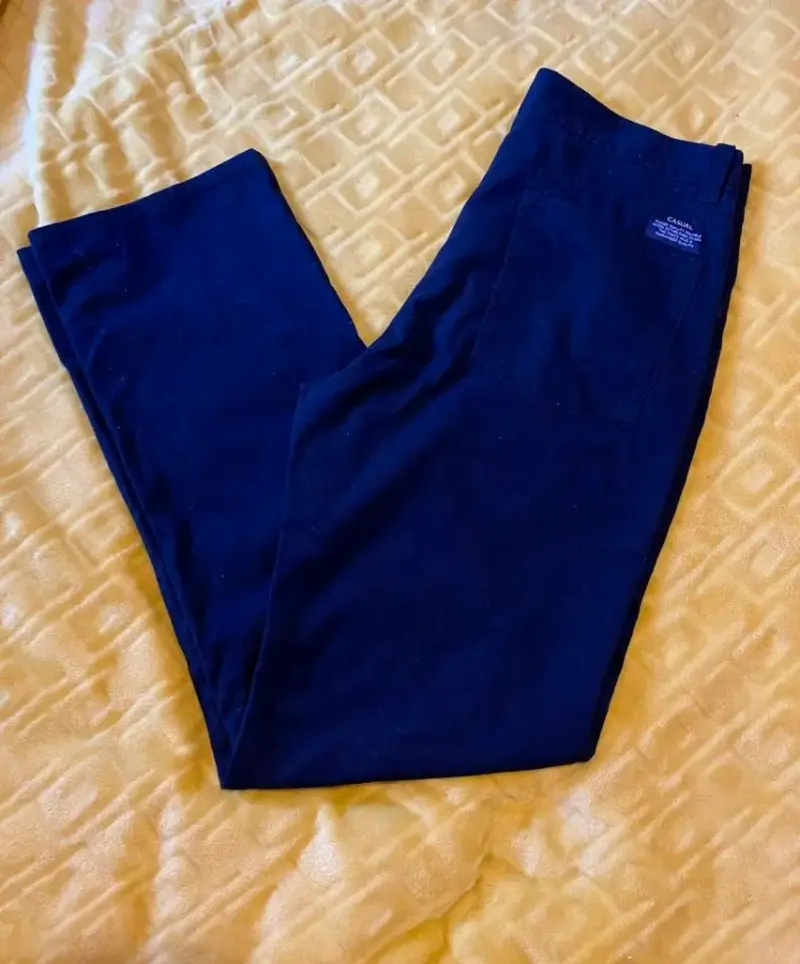 Pantalones de tela azul oscuro para hombre - 2