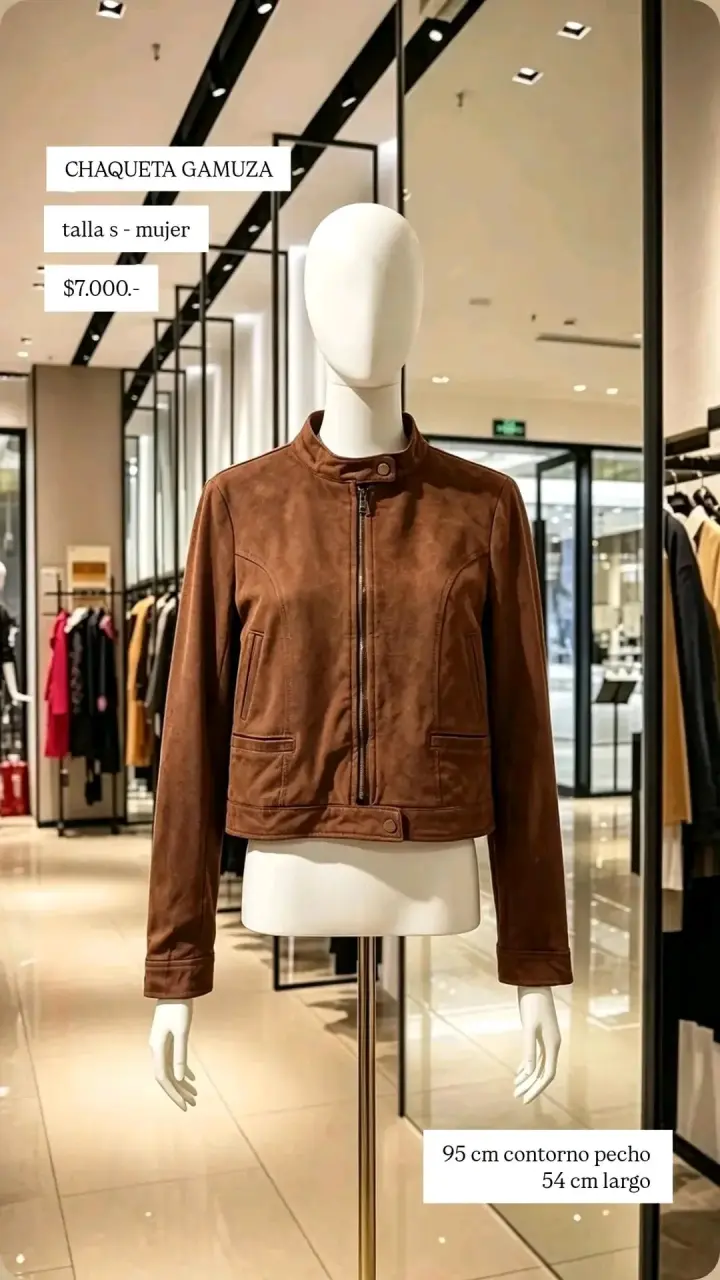 Chaqueta de gamuza marrón para mujer talla S