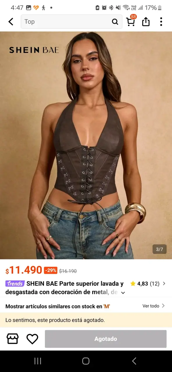 Top corset marrón con diseño de lazo - 2
