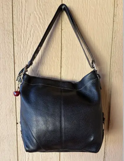 Coach Bolso de cuero negro con asa ajustable - miniatura 1