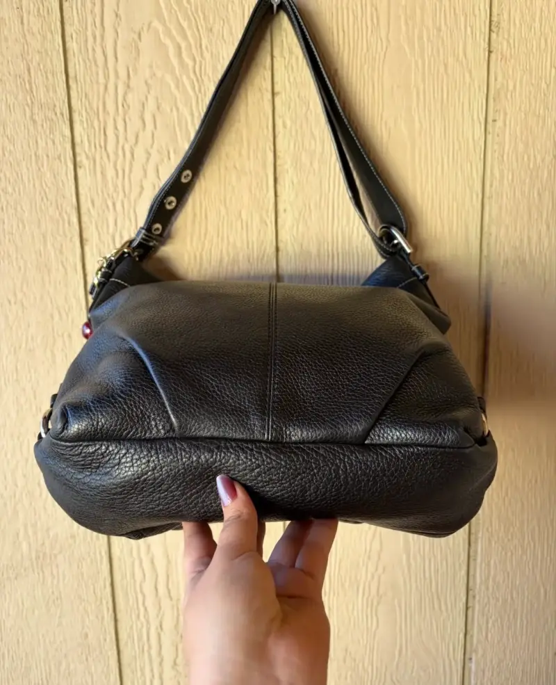 Coach Bolso de cuero negro con asa ajustable - 2