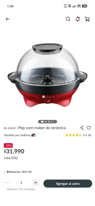 Máquina para hacer palomitas Blanik de cerámica - miniatura 1