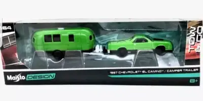 Modelo a escala Chevrolet El Camino con remolque verde - miniatura 2