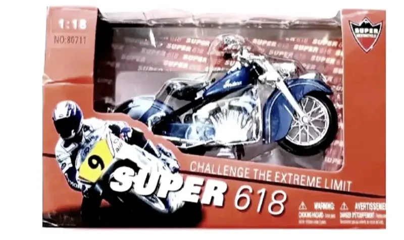 Motocicleta a escala Indian azul 1:18de 1948 Nueva - 3