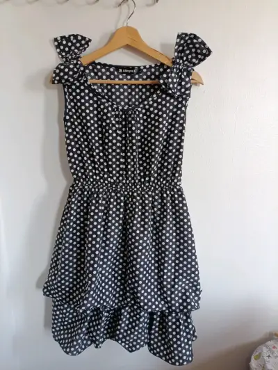 Vestido de lunares Allegra K con lazo - miniatura 1