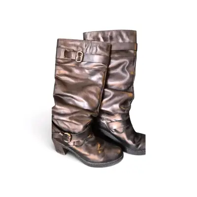 Botas de cuero negras con tacón alto 16 horas - miniatura 3