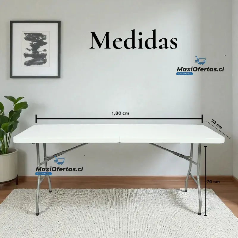 Mesa plegable blanca 1.80m para exteriores - 2