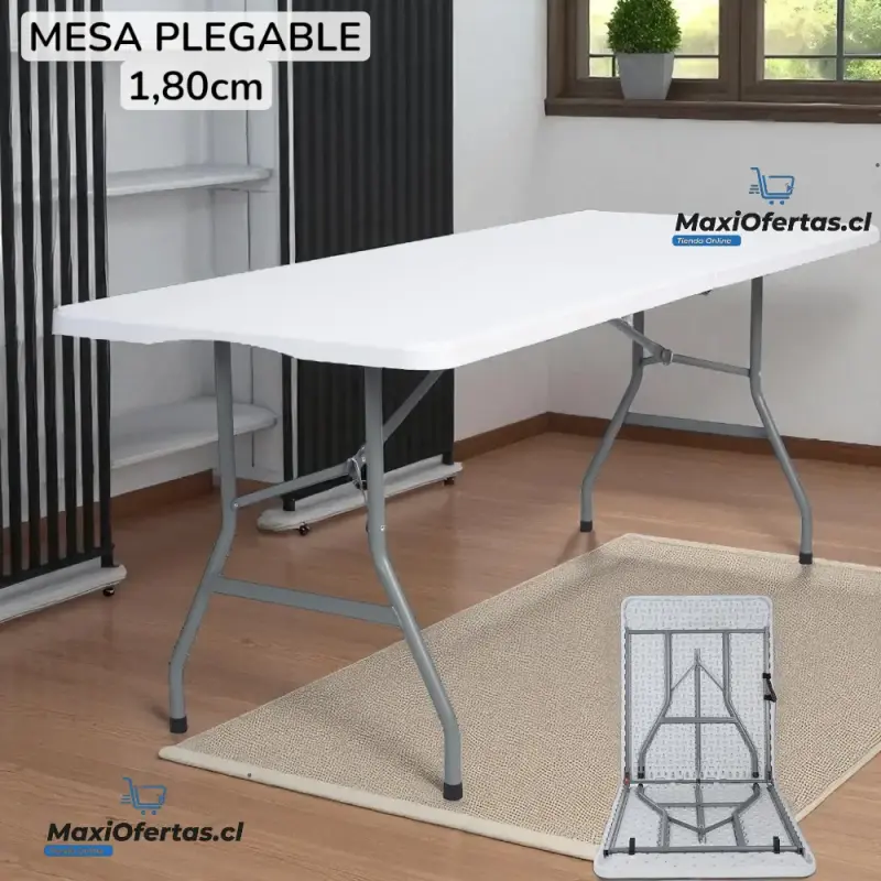 Mesa plegable blanca 1.80m para exteriores - 3
