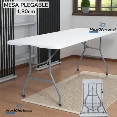 Mesa plegable blanca 1.80m para exteriores - miniatura 3
