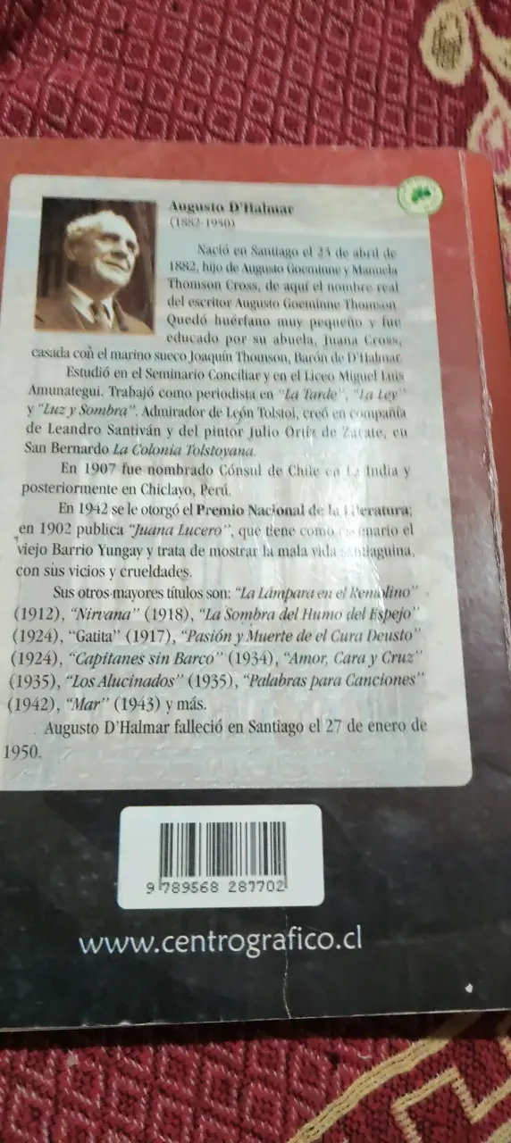 Libro Juana Lucero de Augusto D'Halmar - 2