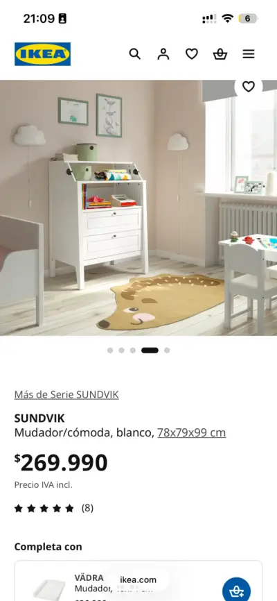 Mudador cómoda IKEA Sundvik blanco - miniatura 1