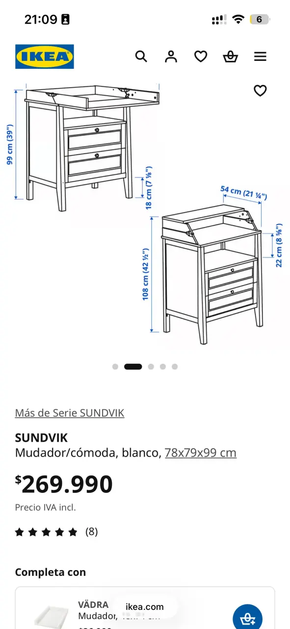 Mudador cómoda IKEA Sundvik blanco - 3