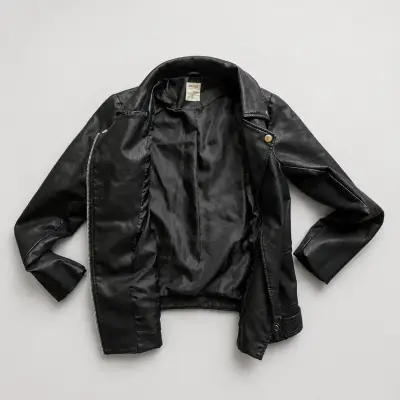 Chaqueta de cuero negra estilo motociclista para mujer - miniatura 1
