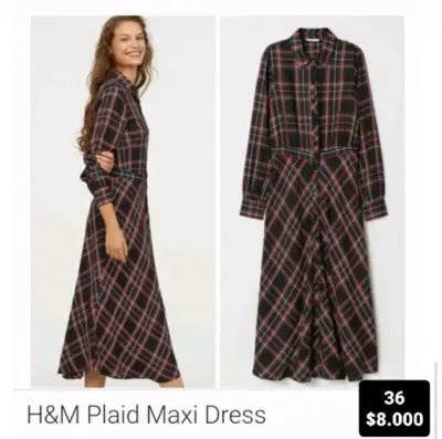 Vestido largo a cuadros H&M talla 36 - miniatura 1