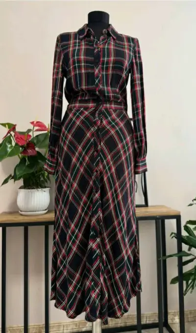 Vestido largo a cuadros H&M talla 36 - miniatura 2