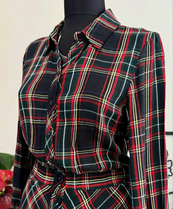 Vestido largo a cuadros H&M talla 36 - 3