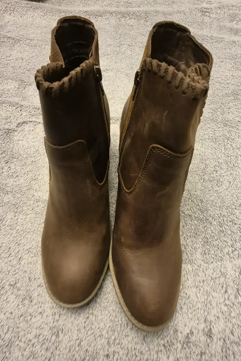 Botines de cuero marrón con tacón medio - 3