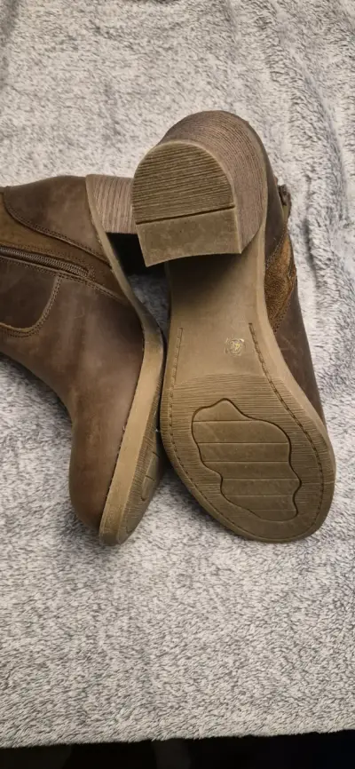 Botines de cuero marrón con tacón medio - miniatura 4