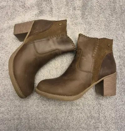 Botines de cuero marrón con tacón medio - miniatura 6