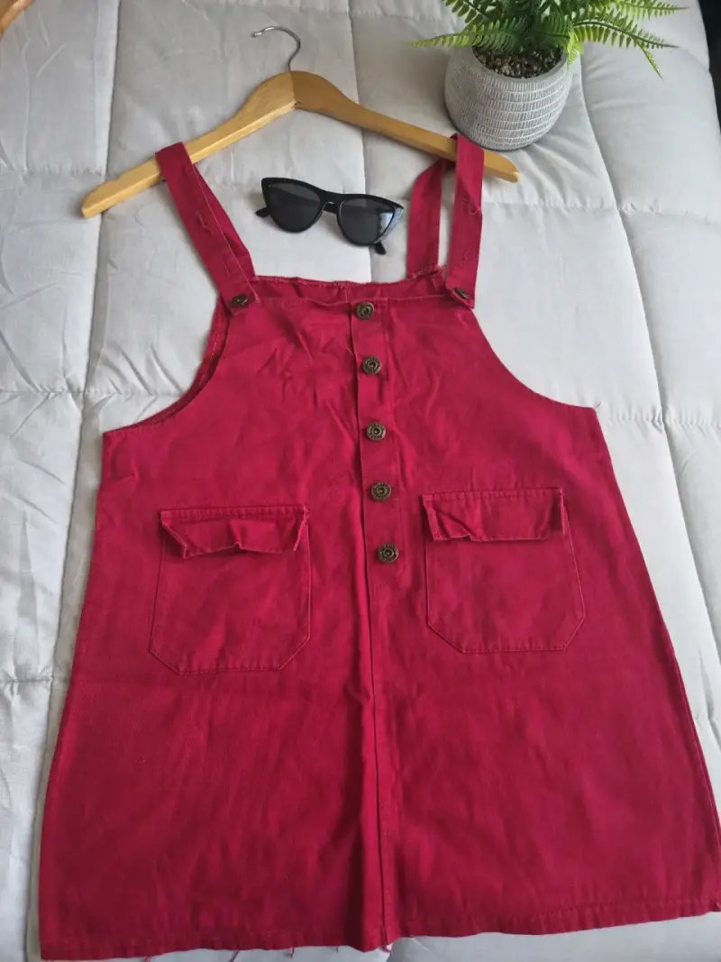 Vestido jumper reversible rojo y rosado