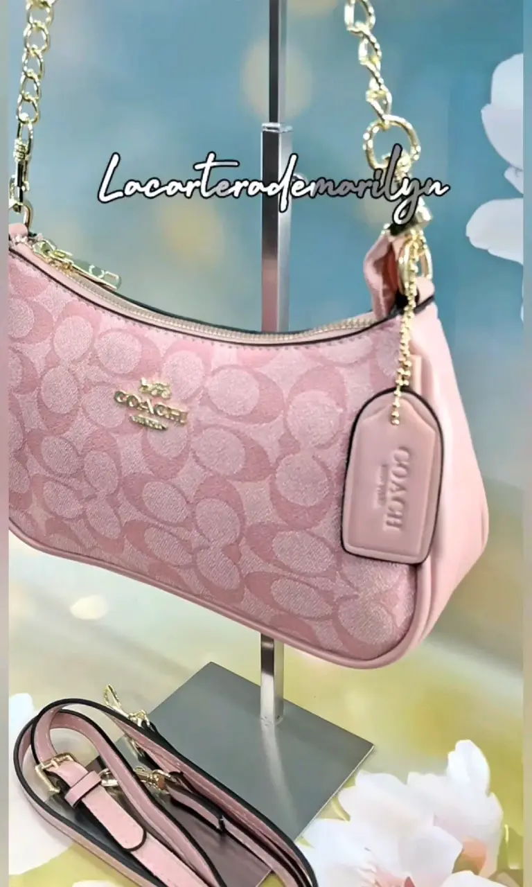 Cartera Coach rosa con correa ajustable - 6