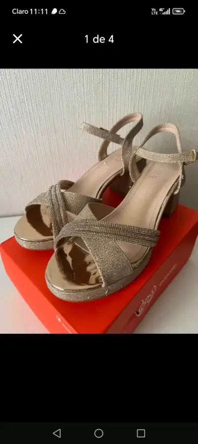 Sandalias de tacón doradas Weide elegantes - miniatura 1