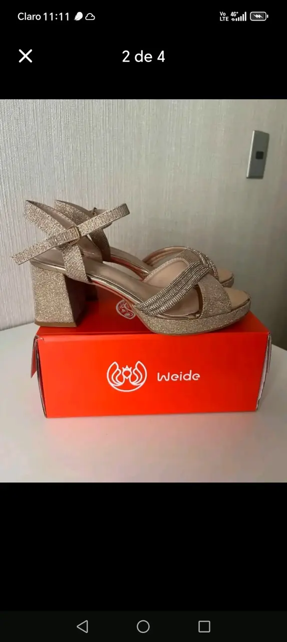 Sandalias de tacón doradas Weide elegantes - 2
