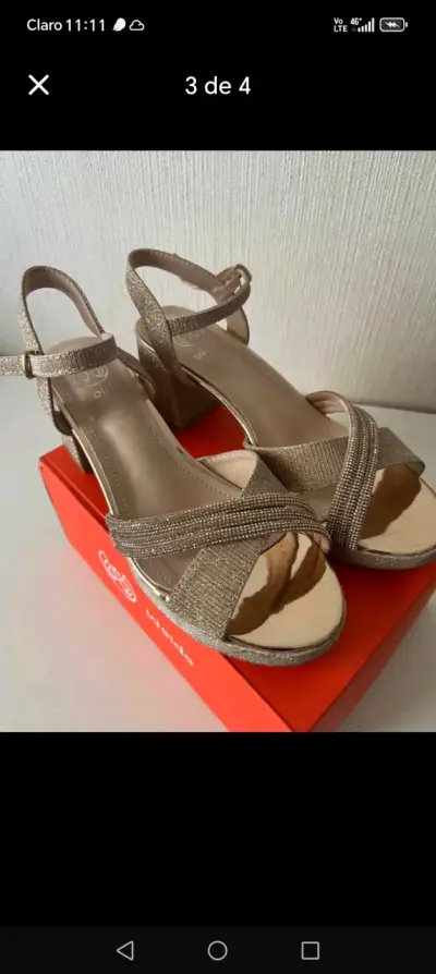 Sandalias de tacón doradas Weide elegantes - miniatura 3