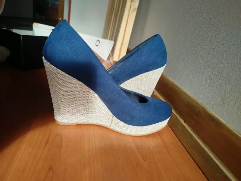 Zapatos de cuña azul marino para mujer - 1