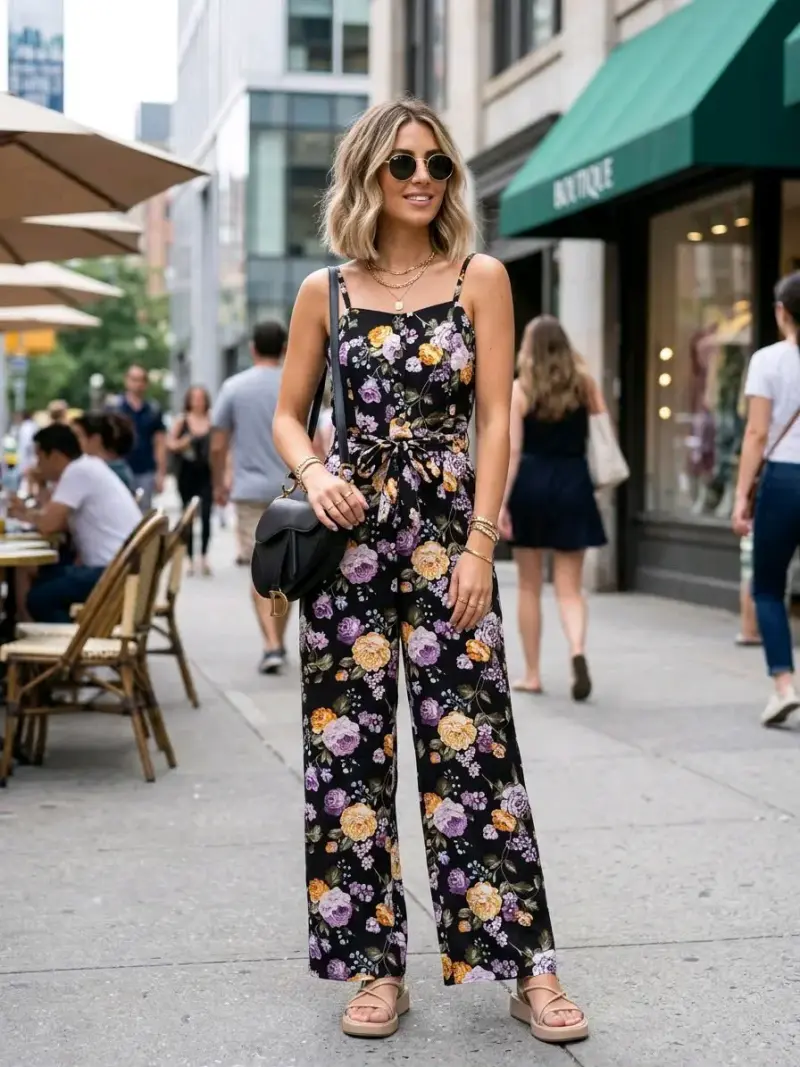 Jumpsuit de mujer con estampado floral y diseño moderno - 3