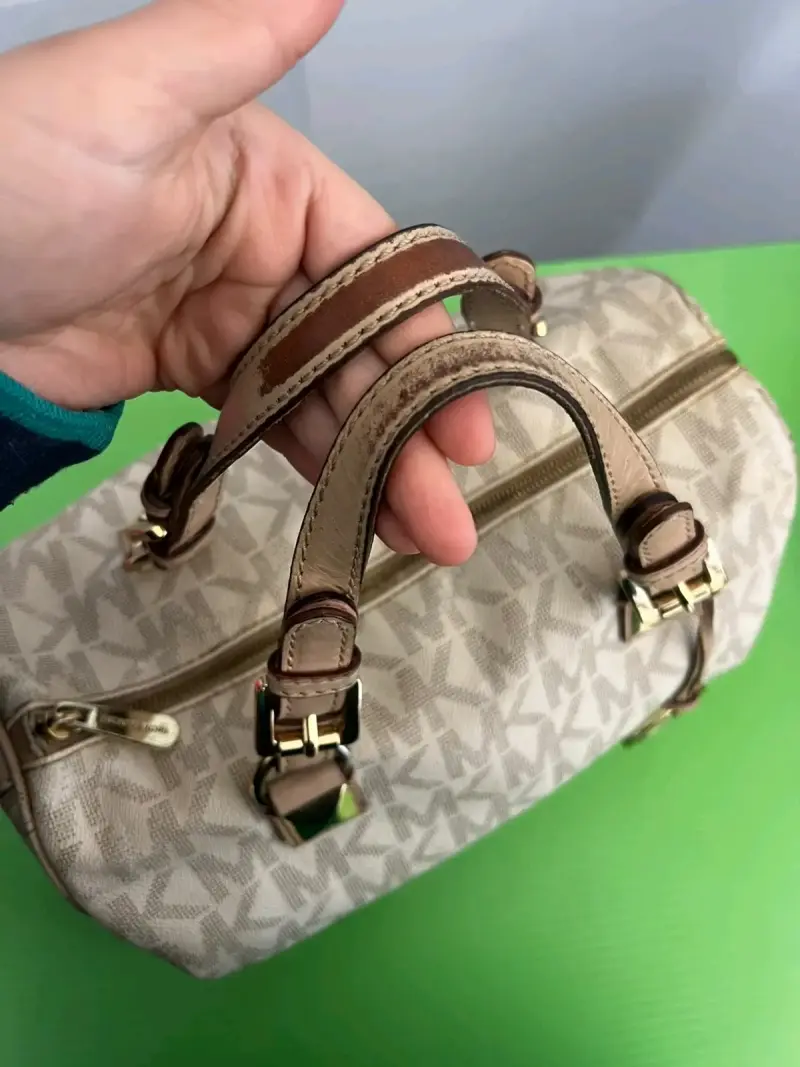 Bolso de mano beige con logo Michael Kors - 3