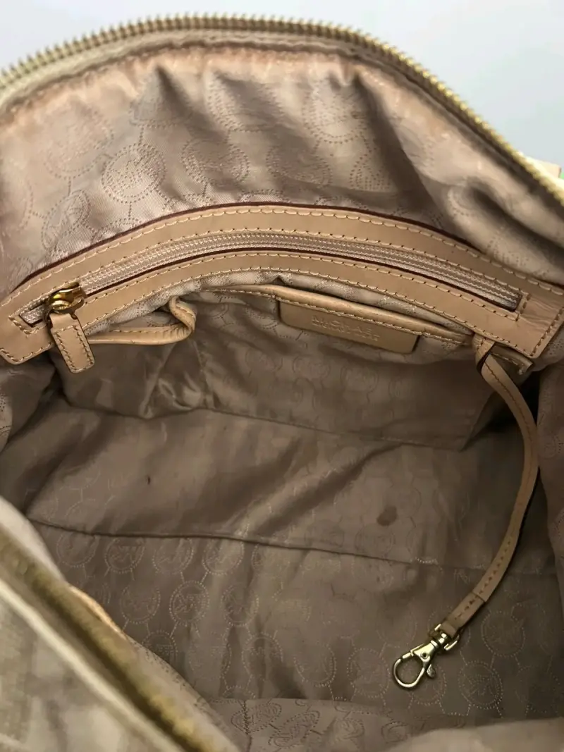 Bolso de mano beige con logo Michael Kors - 5