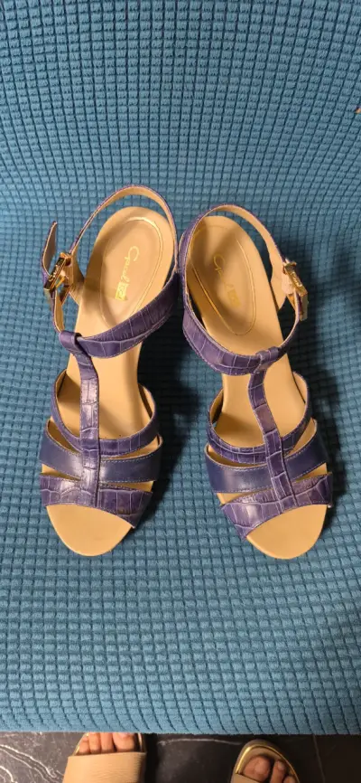 Sandalias de Cuero azul con Tacón Gacel - miniatura 1