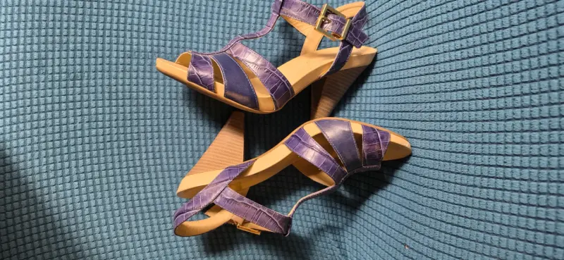 Sandalias de Cuero azul con Tacón Gacel - 2