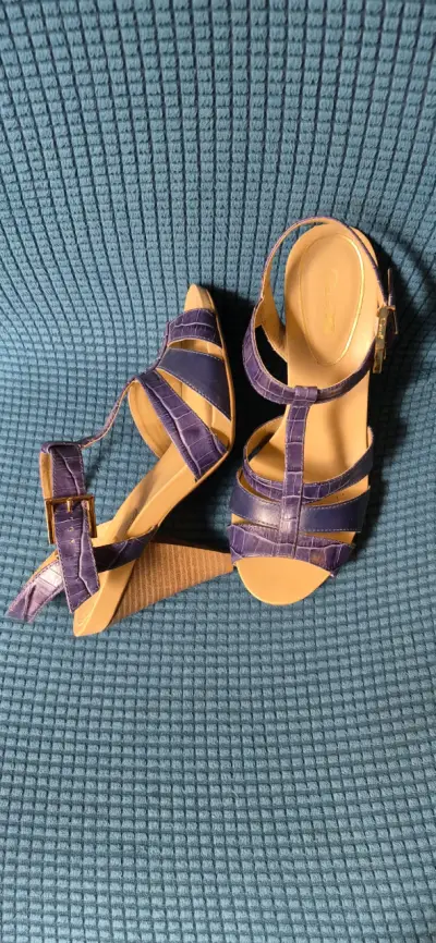 Sandalias de Cuero azul con Tacón Gacel - miniatura 4